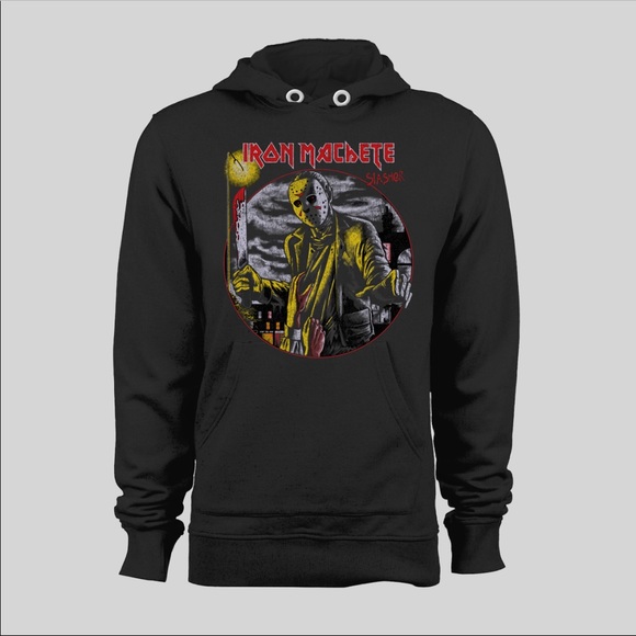 JASON IRON MACHETE BAND TEE PARODY HEAVY HOODIE 🔥